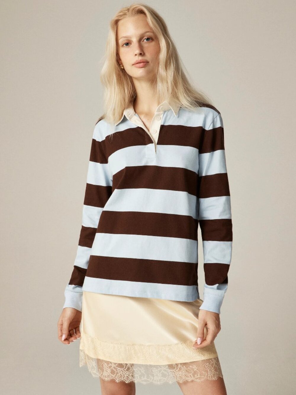 J.Crew Premium Weight Classic Rugby Shirt Press Sea Size Medium